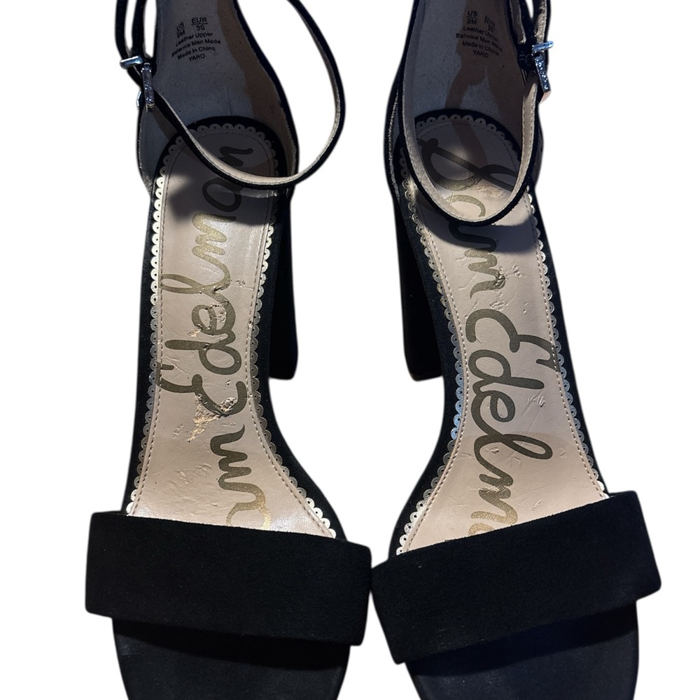 Sam Edelman Black Heeled Sandals with Ankle Strap